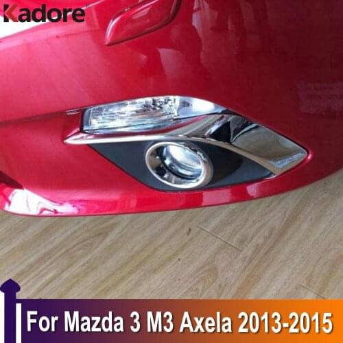 For Mazda 3 M3 Axela 2013 2014 2015 Chrome Front Fog Light Lamp Eyebrow Bumper Eyelid Cover Trim Garnish Exterior Accessories