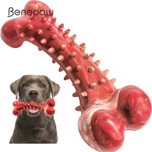 Benepaw Dog Chew Toys For Aggressive Chewers Rubber Beef Flavor Dog Bone Durable Pet Toys For Large Medium Dogs Teeth Cleaning