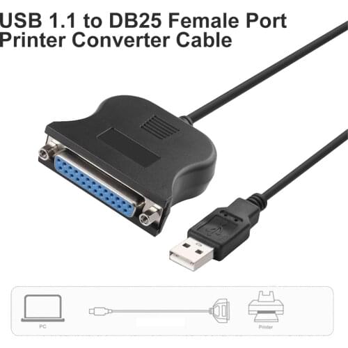 USB 1.1 to DB25 Female Port Print Converter Cable LPT USB Adaptor LPT Cable LPT to USB Cable Black Wholesale