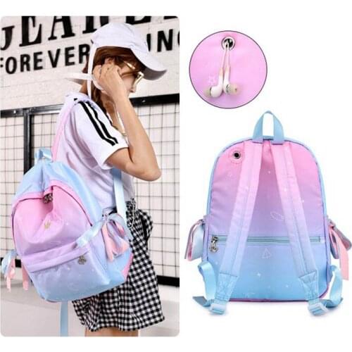 Lightweight Bags Waterproof Music Backpack Girls School Bag with Ribbon Stylish Children Schoolbag Girls Primary School Book Bag