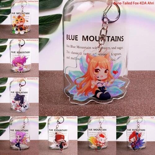 Cute Cartoon Game League of New Legends Keychain LOL Acrylic Figure Rakan/Ahri/Riven/Yasuo Bag Pendant Car Key Charm Porte Clef