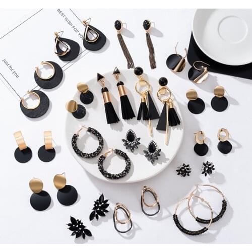 Fashion New Acrylic Geometry Round Dangle Earring For Women Statement Black Earring Modern Drop Earring 2021 Trend Jewelry Gift