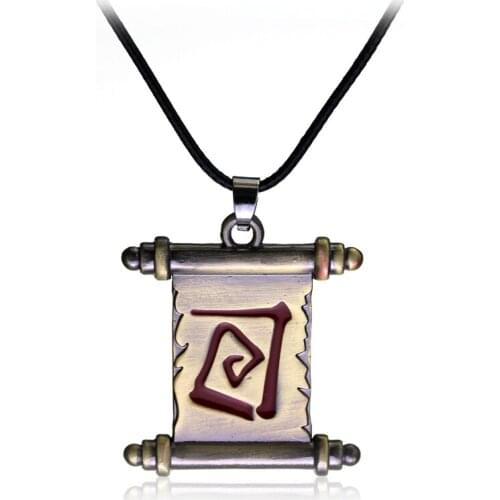 MQCHUN Vintage Dota 2 Pendant Necklace Hot Online Game Transfer Scroll Talisman Collares Red Enamel Metal Alloy Chokers