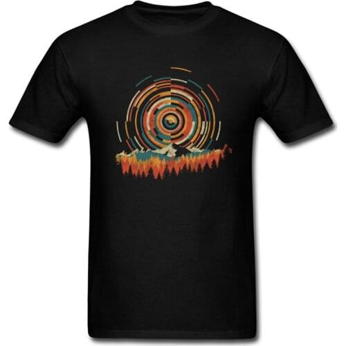 Geometry Of Sunrise T-shirt Men Tshirt Vintage T Shirt Design Young Style Tops 80s Cotton Clothes Music Lover Hip Hop Tees