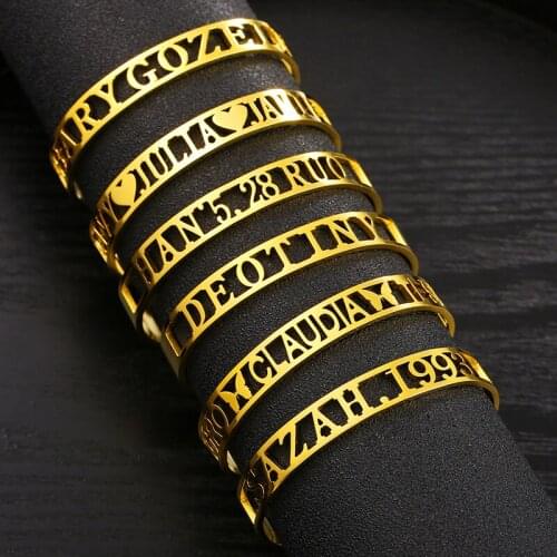 Men Personalized Name Bracelet Stainless Steel Custom Nameplate Bracelets for Women Accessories Charm Family Jewelry
