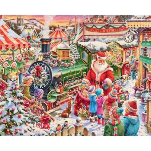 Christmas Deer Cross Stitch Embroidery Kit Needlework Craft Set Cotton Thread Canvas Printed Christmas Gift Home Decor