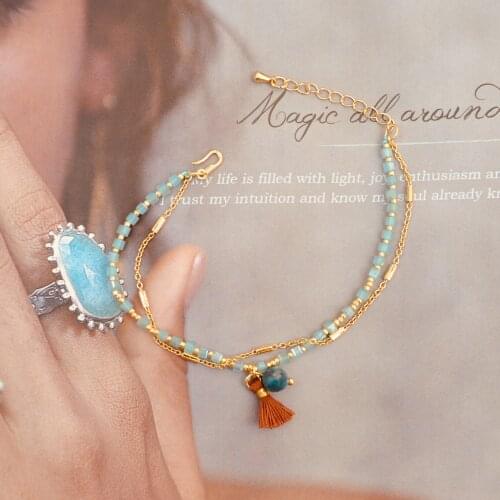 New Fashion Stone Beads Bracelet Color Square Glass Crystal Chain Delica Tassel Pearl Womens Bracelet Pulsera Miyuki Bracelet