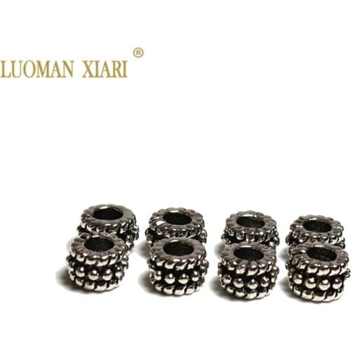 Wholesale 20/50 PCS 5*8mm Alloys Top Quality Round Spacers Beads Silvery DIY Bracelet Necklace For Jewelry Making