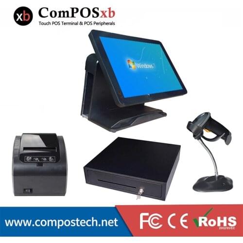 A full set Pos 15 inch capacitive All In One Point Of Sales POS Terminal pos system for sale
