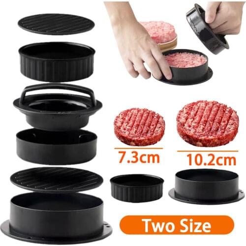 ABS Hamburger Press Meat Pie Stuffed Burger Press Mold Maker with Baking Paper Liners Round Shape Non-Stick Patty Kitchen Tools
