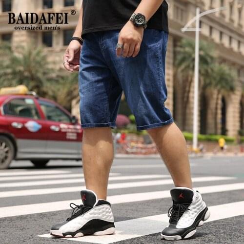 Plus Size 48 50 52 Mens Relaxed Fit Classic Blus Denim Shorts 2021 Summer New Arrivals Korean Fashion Casual Loose Fat Shorts