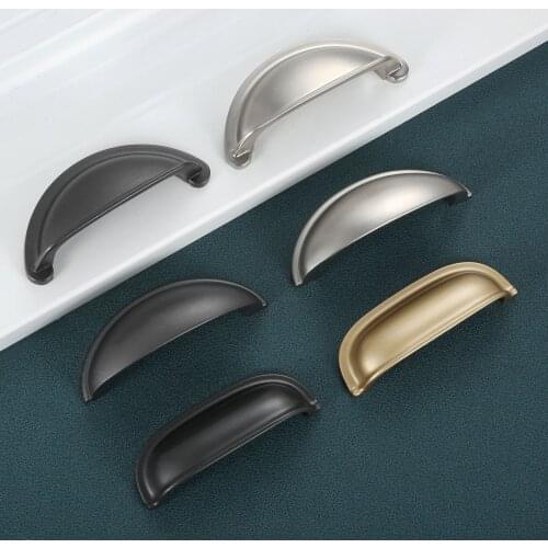 1Pc Zinc Alloy Shell Shape Furniture Handle Cabinet Drawer Cupboard Handles and Knobs Modern Kitchen Door Pulls 64/76mm