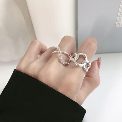 925 Sterling Silver Irregular Hollow Circle Chain Silver Ring for Women Party Jewlery Gifts Wholesale S-R817