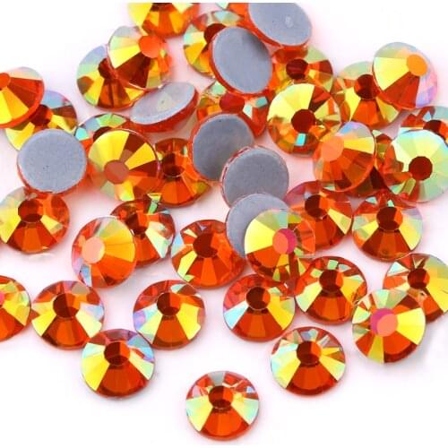 Sun AB Crystal Glass Hot Fix Rhinestones For Garment Decoration Flat Back Iron On Rhinestone