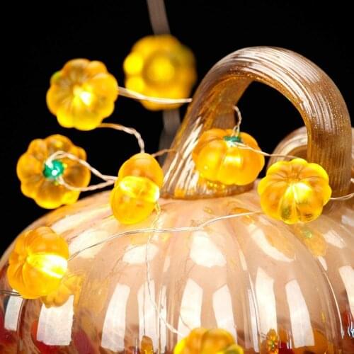 Halloween 30 LED Pumpkin String Lights With Remote Control 3D Pumpkin For Fall Halloween Thanksgiving Parties Cocina