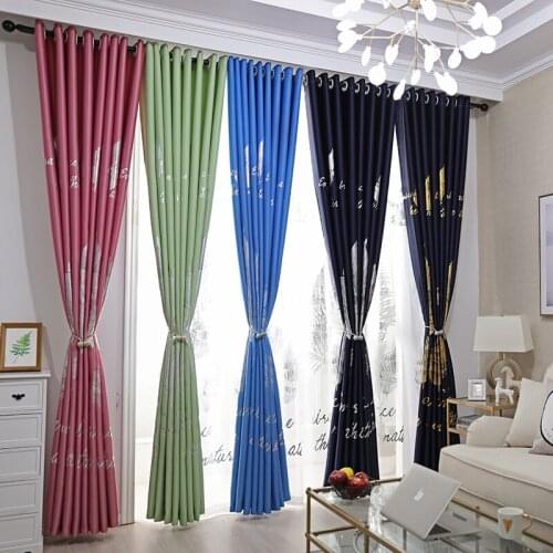 Silver Leaves Kitchen Blackout Curtains with Grommet Jinya Home Decor Polyester Darkening Fashion Bedroom Window Curtain Panels