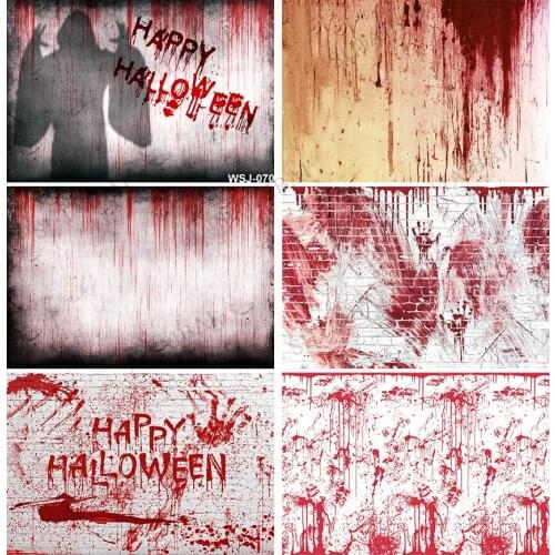 Bloody Grunge Wall Backdrop Vinyl Grimy Dim Bloody Cement Wall Photography Background Zombie Party Child Horror Night Banner