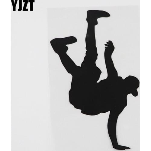 YJZT 9.9CMX16.3CM Breakdancer Silhouette Dancing Decal Vinyl Car Sticker Black/Silver 8A-0671