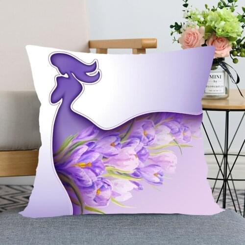 Woman Flowers Pillowcase Wedding Decorative Pillow Cover Custom Printed Soft Satin Fabric Pillow Cases Not Fade