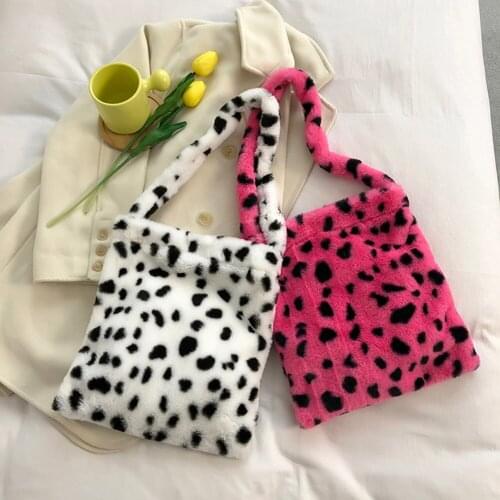 Womens Bag Fashion Trend 2021 Plush Animal Print Shopper Purses Female Tote Handbag Shoulder Underarm Bag Cheap Quality Bag
