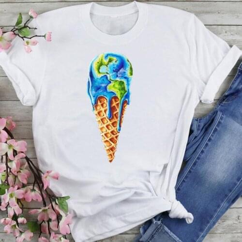 Women Graphic 90s Ice Cream New Cute Style Cartoon Summer Fashion Print Short Sleeve Female Clothes Tops Tees Tshirt T-Shirt
