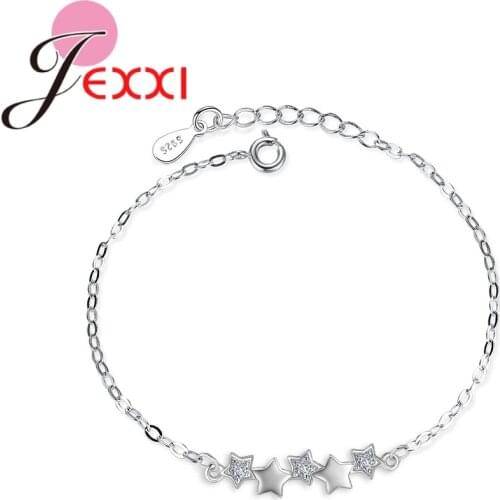 Elegant Trendy Stars Shape Bracelet 925 Sterling Silver Clear Cubic Zirconia Fashion Women Girls Birthday Gift