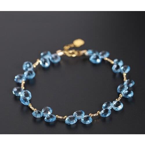 DAIMI Gypsophila Topaz Bracelet Female Genuine Yellow 18k Gold Color Treasure Gift Custom For Girlfriend