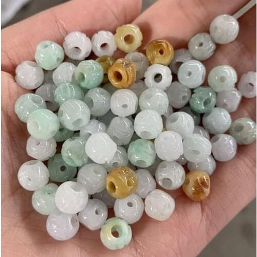 10PC Natural Emerald Jade 10mm Three color Money bead Bracelet Adjustable Jewellery Fashion DIY Hand-Carved Woman Amulet