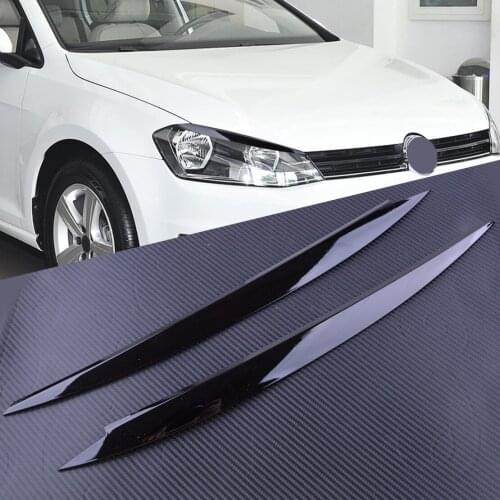 2pcs Car Black Headlight Eyebrow Eyelids Decoration Cover Trim Fit For VW Golf 7 VII GTI GTD GTE R MK7