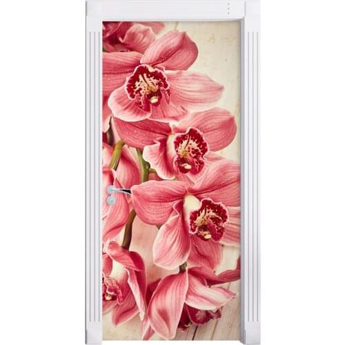 3D Door Sticker Pretty Flower String Wall Mural Art Wallpaper Door Stickers PVC Self Adhesive Removable Home Door Decals