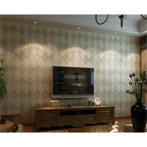 Beibehang papel de parede Non-woven wall paper 3d solid village retro diamond lattice bedroom TV background wall 3d wallpaper