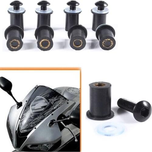 5mm Motorcycle Windshield Windscreen Bolt Screw Nut Fastener Kit Motorbike Automobiles Fairing Windshield Mounting Nuts