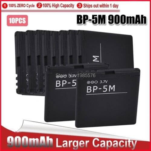 10PCS Rechargeable Battery BP-5M 900mAh For Nokia 5700 5610XM 6110n 6220c 8600 7390 6500s BP 5M Li-ion Polymer Battery