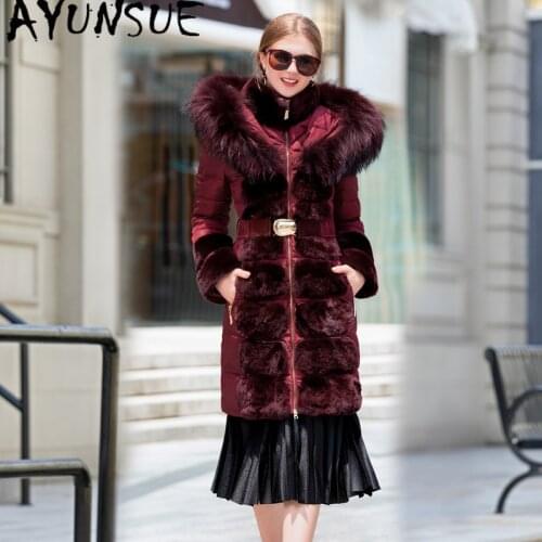AYUNSUE Womens Down Jacket Woman Puffer Winter Jacket Women Clothes 2020 Natural Raccoon Fur Collar Coat Female Warm Parka 8522