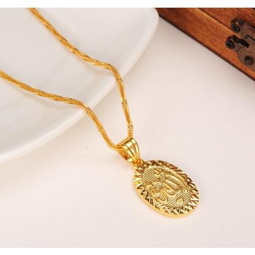 Bangrui Gold color allah pendant necklaces Islamic Jewelry arab mohammed necklaces muslimah Middle Eastern eid al-fater
