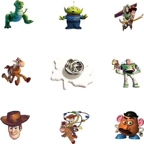 Disney Toy Story Pattern Lapel Pin Hu Di Buzz Lightyear Egg Head Couple Cartoon Q Version Lapel Pin Acrylic Pin Accessories Gift