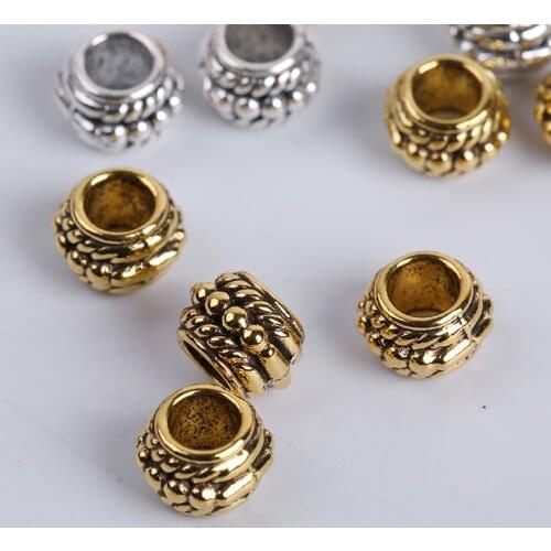 30Pcs/Lot Antique Gold Antique Sliver Loose Spacer Beads For DIy Vintage Bracelet Jewelry Making Findings Supplies