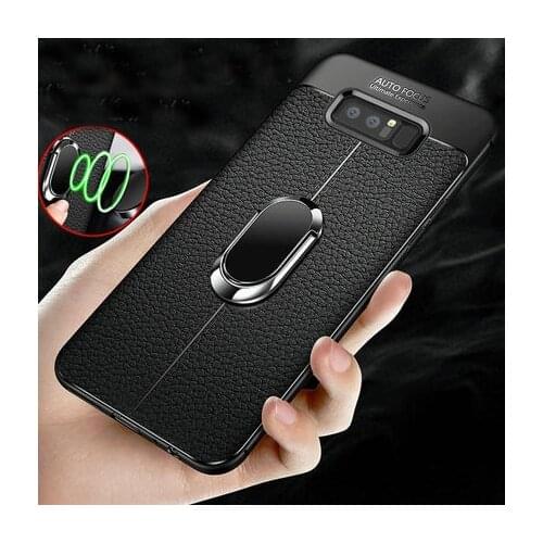 For Samsung Galaxy S10 Plus S10E Case Luxury Leather texture With Stand Ring Magnet Silicon back cover case for samsung note 8 9