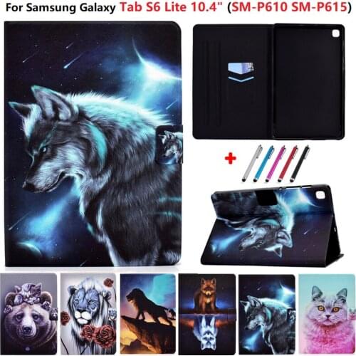For Samsung Galaxy Tab S6 Lite 10.4 Cover SM-P610 SM-P615 PU Leather Protect Case Capa for Samsung S6 Lite Tablet Case 10.4" Pen