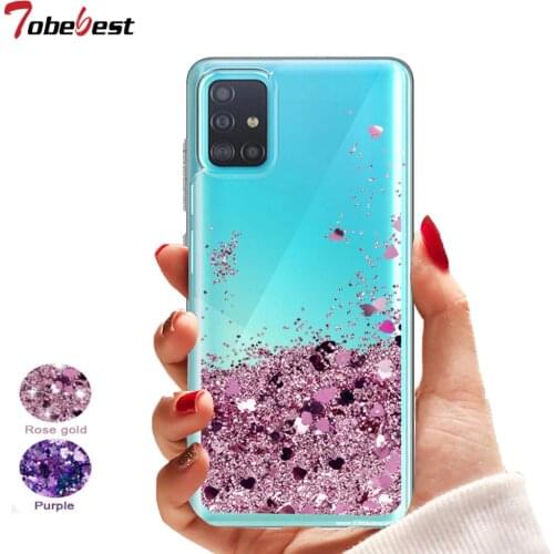 Glitter Liquid Case For Samsung Galaxy A51 Silicone Coque For Samsung A71 A11 A21 A31 A81 A91 Dynamic Qicksand Star Love Cover
