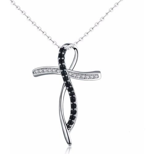 Black Awn New Fine Genuine 100% 925 Sterling Silver Necklace Women Jewelry Black&White Stone Necklaces Pendants P114