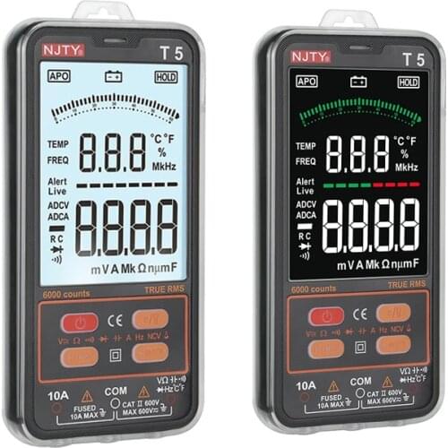 Ultra-thin Digital Multimeter True RMS AC DC Current NCV Voltmeter Ohm Hz Capacitance Diode Tester 6000 Counts NJTY T5