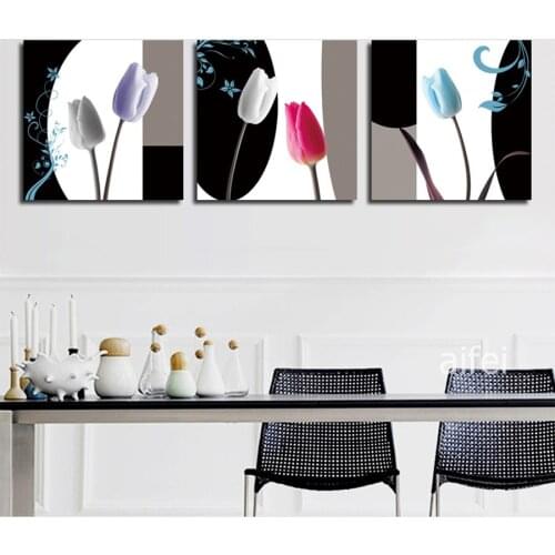 Nordic Decoration Home Art Flowers Poster Fresh Color Tulip Canvas Painting Modular Wall Art Pictures For Living Room Decor