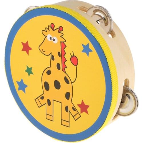 Wood Tambourines Drum Bell Toy Kids Musical Percussion Instrument Toy Panda