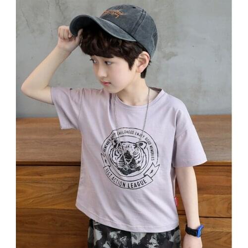 Children Teen Boys T-shirt Summer Kids Tiger T Shirts Teens Tshirt Teenage Tee Big Boy Outfit 5-14 years
