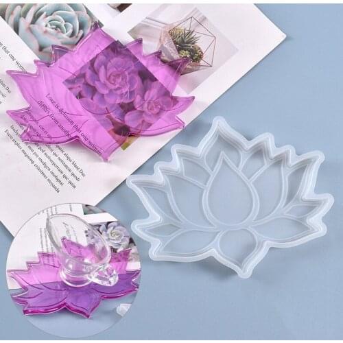 DIY Lotus Coaster Tray Cup Mat Casting Silicone Mould Crafts Jewelry Making Tools Crystal Epoxy Resin Mold