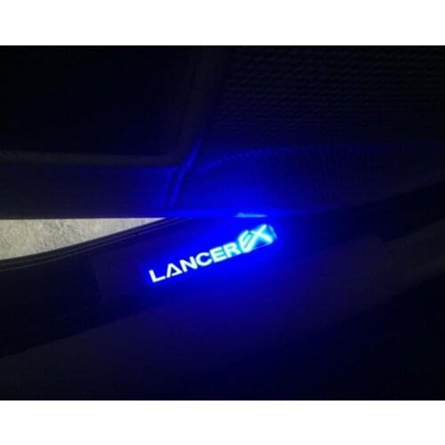 For 2010-2013 Mitsubishi Lancer/Lancer X/Lancer Evo With Blue LED light High quality stainless steel Scuff Plate/Door Sill