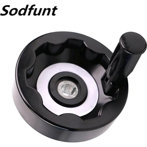 1pcs Black Milling Machine Lathe CNC 3D Printer Spoked Hand Wheel Corrugated Foldable handwheel 100/125/160/200mm