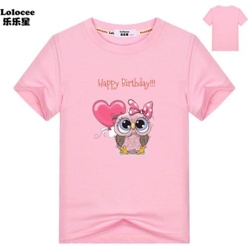 Family Girls T-shirts Cute Owl Print Graphic Tee Kids Casual Summer Tops Baby Gril Cotton Short sleeve Animal Bird Tshirts