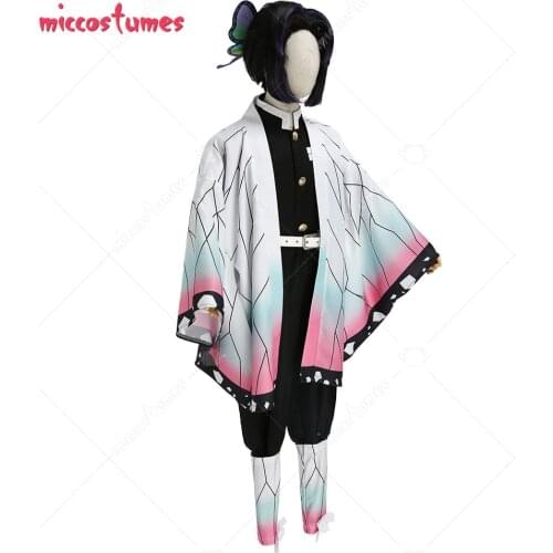 Presale Kids Girls Kochou Shinobu Kanae Kimono Outfit Cosplay Costume Butterfly Headwear